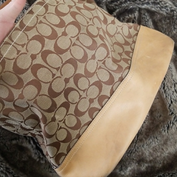 Coach Tan Brown Leather Monogram Tote Bag - Picture 8 of 8